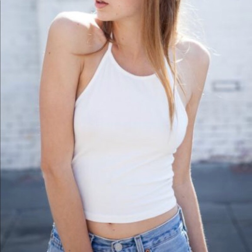 Brandy Melville Cropped White Halter Top